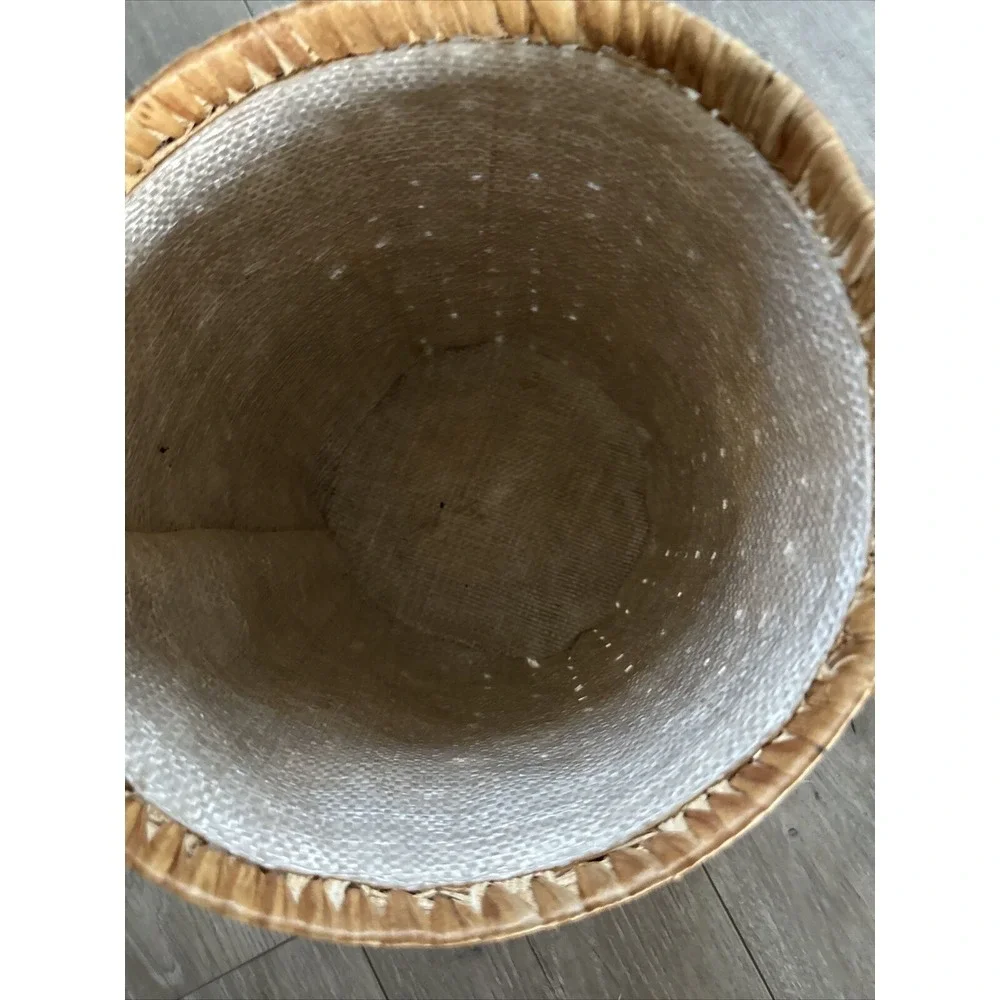 Vintage Floral Woven Rattan Basket Or Planter Kitchen Trash‎ Can Decor 10